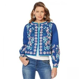 NWT - La Bellum by Hillary Scott - Women’s Embroidered Jacket, Blue, S